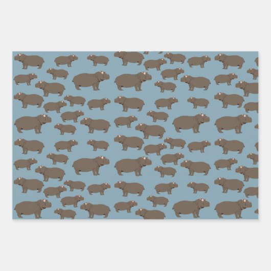 Hippopotamus Hippo Pattern Inpakpapier Vel (Voorkant 2)