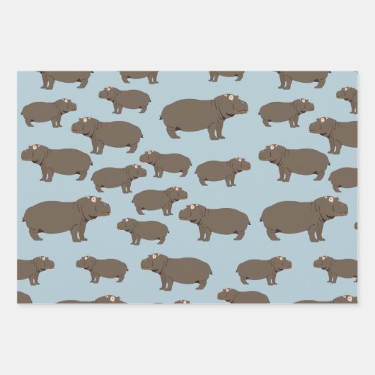 Hippopotamus Hippo Pattern Inpakpapier Vel (Voorkant)