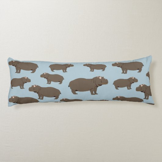 Hippopotamus Hippo Pattern Lichaamskussen (Achterkant)