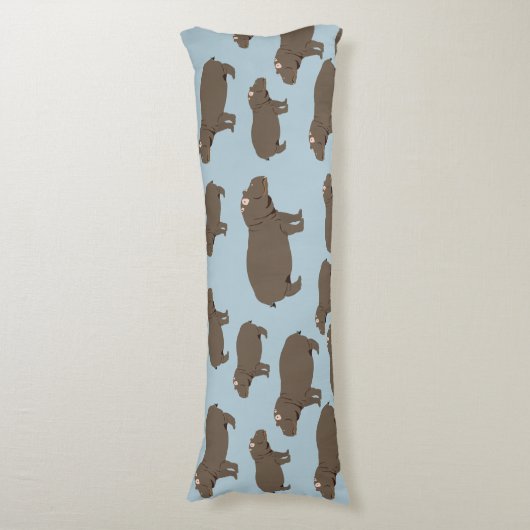 Hippopotamus Hippo Pattern Lichaamskussen (Voorkant Verticaal)