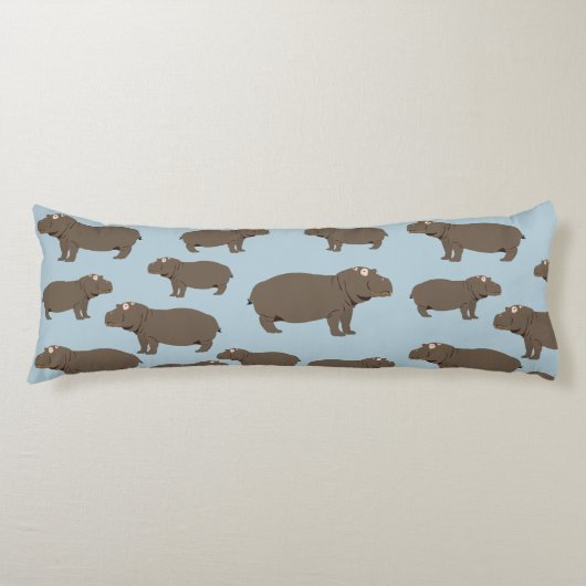 Hippopotamus Hippo Pattern Lichaamskussen (Voorkant)