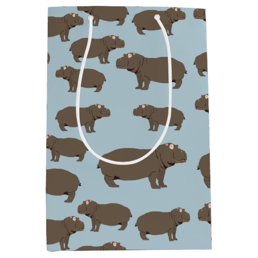 Hippopotamus Hippo Pattern Medium Cadeauzakje (Voorkant)