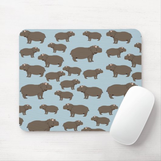 Hippopotamus Hippo Pattern Muismat (Met muis)
