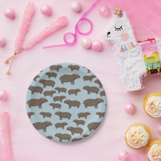 Hippopotamus Hippo Pattern Papieren Bordje (Feest)
