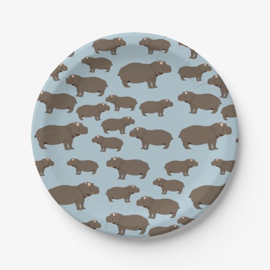 Hippopotamus Hippo Pattern Papieren Bordje (Voorkant)