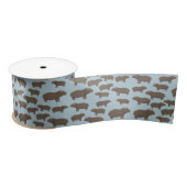 Hippopotamus Hippo Pattern Satijnen Lint (Spoel)