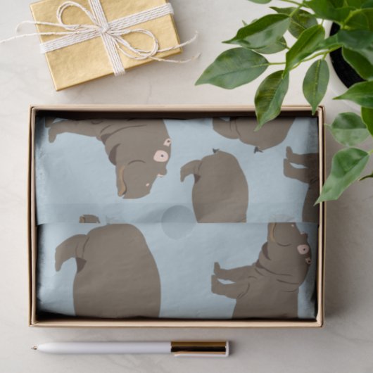 Hippopotamus Hippo Pattern Tissuepapier (Geschenk)