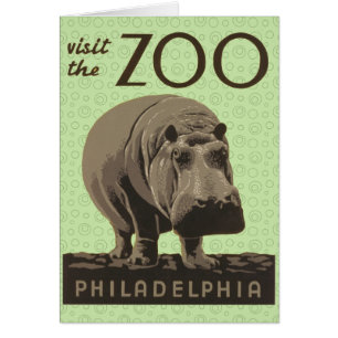 Hippopotamus hippo zoo poster wpa