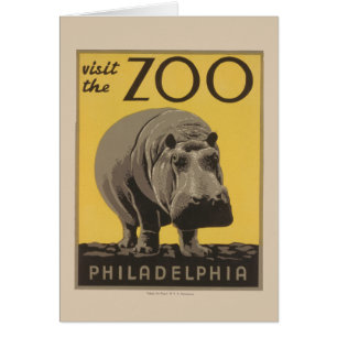 Hippopotamus hippo zoo poster wpa