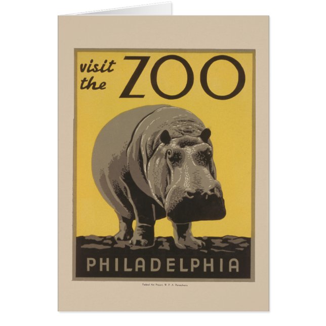 Hippopotamus  hippo zoo poster wpa (Voorkant)