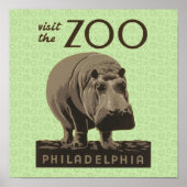 Hippopotamus  hippo zoo poster wpa (Voorkant)