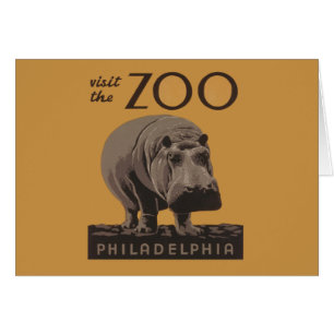 Hippopotamus hippo zoo poster wpa
