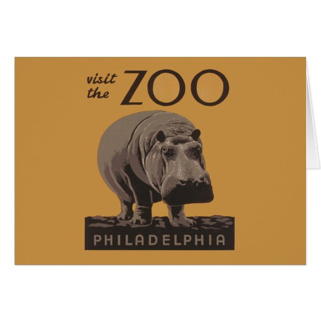 Hippopotamus  hippo zoo poster wpa (Voorkant Horizontaal)