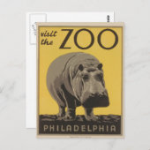 Hippopotamus hippo zoo poster wpa briefkaart (Voorkant / Achterkant)