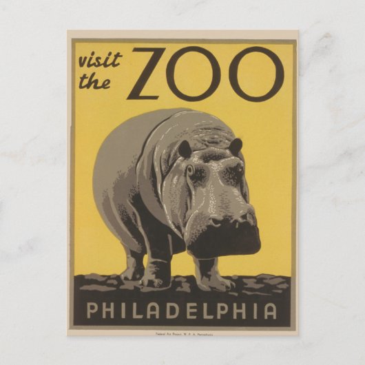 Hippopotamus hippo zoo poster wpa briefkaart (Voorkant)