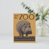 Hippopotamus hippo zoo poster wpa briefkaart (Staand voorkant)
