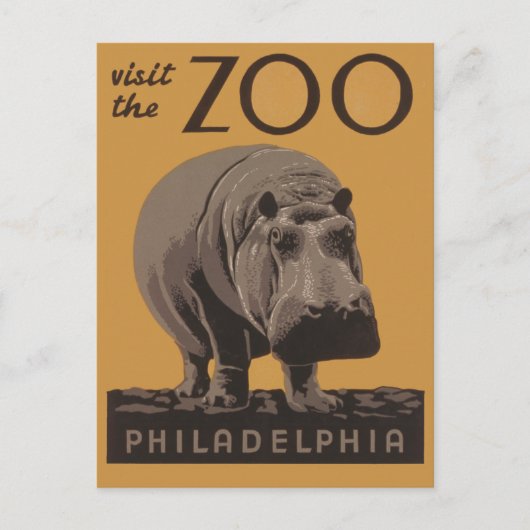 Hippopotamus hippo zoo poster wpa briefkaart (Voorkant)