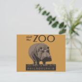 Hippopotamus  hippo zoo poster wpa briefkaart (Staand voorkant)