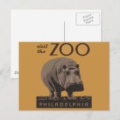 Hippopotamus  hippo zoo poster wpa briefkaart (Voorkant / Achterkant)