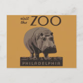 Hippopotamus  hippo zoo poster wpa briefkaart (Voorkant)