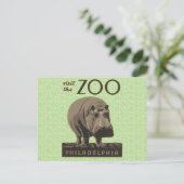 Hippopotamus  hippo zoo poster wpa briefkaart (Staand voorkant)
