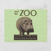 Hippopotamus  hippo zoo poster wpa briefkaart (Voorkant)
