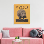 Hippopotamus  hippo zoo poster wpa canvas afdruk (Insitu (Woonkamer))