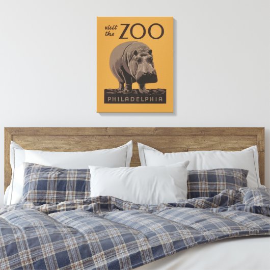 Hippopotamus  hippo zoo poster wpa canvas afdruk (Insitu (Slaapkamer))