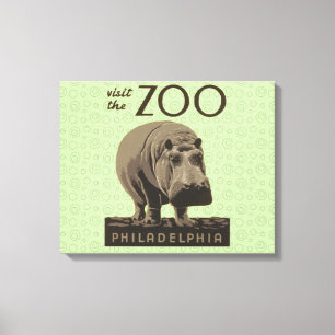 Hippopotamus hippo zoo poster wpa canvas afdruk