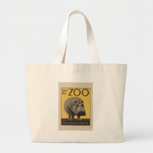 Hippopotamus  hippo zoo poster wpa grote tote bag