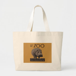 Hippopotamus hippo zoo poster wpa grote tote bag