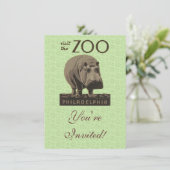 Hippopotamus  hippo zoo poster wpa kaart (Staand voorkant)