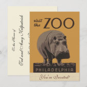 Hippopotamus  hippo zoo poster wpa kaart (Voorkant / Achterkant)