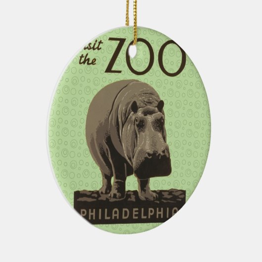 Hippopotamus  hippo zoo poster wpa keramisch ornament (Rechts)