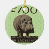 Hippopotamus  hippo zoo poster wpa keramisch ornament (Voorkant)