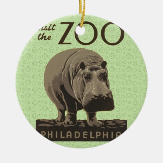 Hippopotamus  hippo zoo poster wpa keramisch ornament (Voorkant)