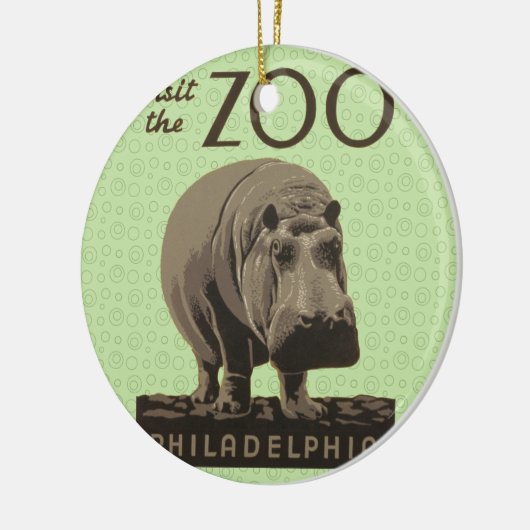 Hippopotamus  hippo zoo poster wpa keramisch ornament (Links)