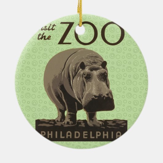 Hippopotamus hippo zoo poster wpa keramisch ornament (Achterkant)