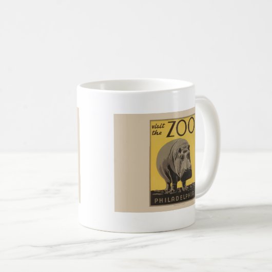 Hippopotamus  hippo zoo poster wpa koffiemok (Voorkant rechts)