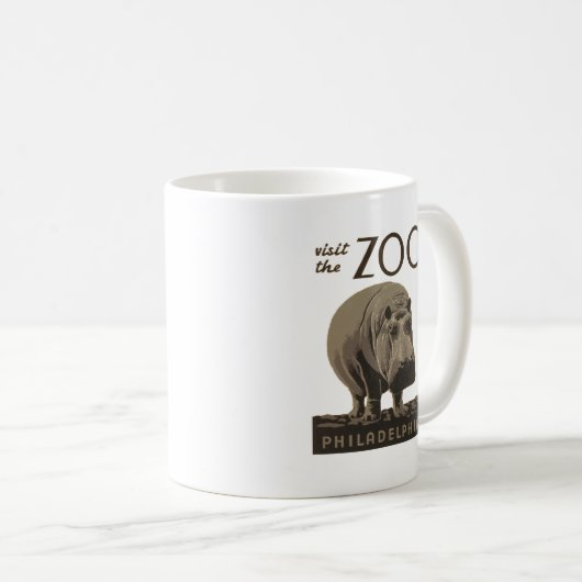 Hippopotamus hippo zoo poster wpa koffiemok (Voorkant rechts)