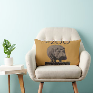 Hippopotamus  hippo zoo poster wpa kussen