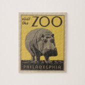 Hippopotamus  hippo zoo poster wpa legpuzzel (Verticaal)