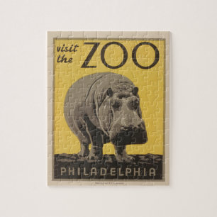 Hippopotamus  hippo zoo poster wpa legpuzzel