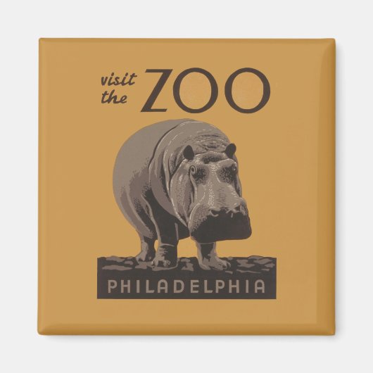 Hippopotamus hippo zoo poster wpa magneet (Voorkant)