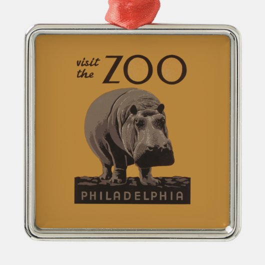 Hippopotamus hippo zoo poster wpa metalen ornament (Voorkant)