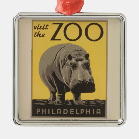 Hippopotamus hippo zoo poster wpa metalen ornament (Voorkant)