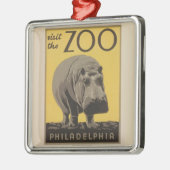 Hippopotamus hippo zoo poster wpa metalen ornament (Links)