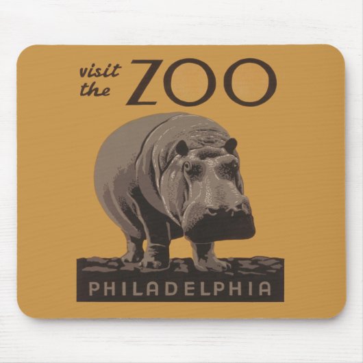Hippopotamus  hippo zoo poster wpa muismat (Voorkant)
