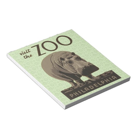 Hippopotamus  hippo zoo poster wpa notitieblok (Schuin)