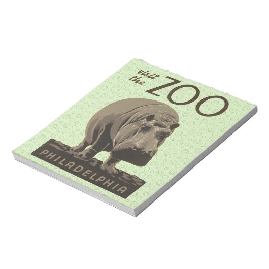 Hippopotamus  hippo zoo poster wpa notitieblok (Linkerzijde)